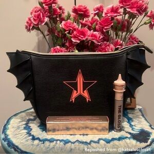 Jeffree Star Black Vampire Bat Cosmetic Bag with New Lip Gloss in Silk Rope!